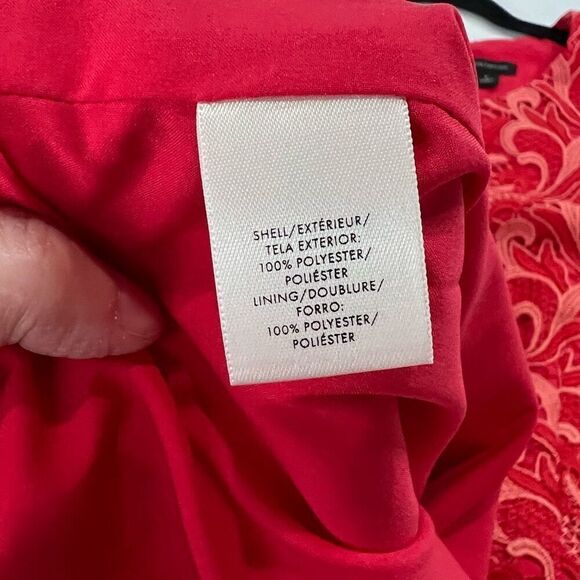 Ann Taylor Peony Coral Two Tone Lace Sheath Sleeveless Dress Sz 8 - Picture 7 of 7